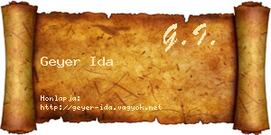 Geyer Ida névjegykártya